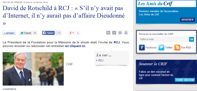 Dieudonné a la reconnaissance de David de Rothschild